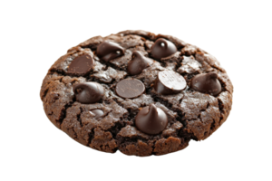 A chocolate chip cookie featuring a rich, chewy texture and various chocolate chips embedded throughout its surface. png