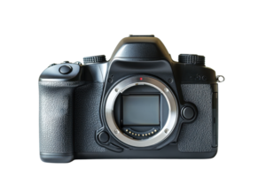 A sleek DSLR camera showcasing an intricate design and features, perfect for capturing high-quality images. png
