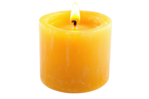A glowing yellow candle with a flickering flame, emanating a warm and inviting ambiance. png