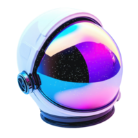 A vibrant astronaut helmet with a reflective visor showcasing colorful cosmic patterns. png