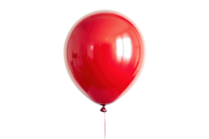 A glossy red balloon with a rounded shape, reflecting light, suspended by a thin string. png