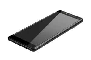 A sleek smartphone with a modern design, featuring a large touch screen and minimalistic buttons. png
