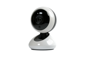 A sleek, modern webcam featuring a spherical lens and a smooth base, designed for clear communication. png