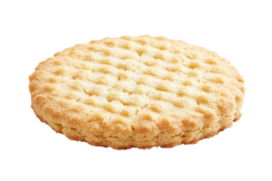 A round, golden-brown biscuit with a textured surface, featuring a grid-like pattern. png