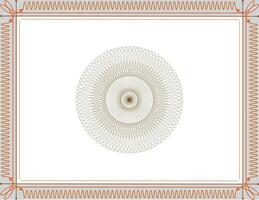 Elegant certificate with ornate gold frame and circular geometric motif vector