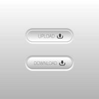 Simple 3D style Upload and Download round rectangle button with Icon on dark gradient background vector