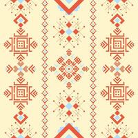 A geometric ethnic pattern adorns Native American fabric, tiles and carpets, summer color set vector