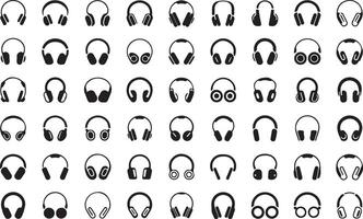 Headphones Icons Set Presenting Illustrations of Various Headphone Designs for Multimedia Use vector