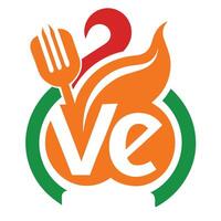The ve logo with a fork and knife vector