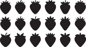 Diverse Strawberry Icons Collection Offering Red Strawberry Designs in Flat Format for Food and Health-Related Designs vector