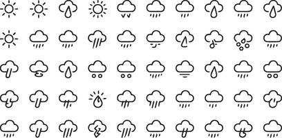 Leverage a comprehensive set of weather icons to accurately depict various meteorological conditions in mobile apps, forecasting websites, and climate research presentations, ensuring user clarity. vector