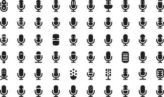 Collection of Microphone Icons Showcasing Different Designs for Audio and Broadcasting Projects vector