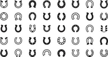 Horseshoe Icons Depicting Traditional Luck Symbols for Use in Various Design Projects vector