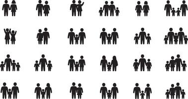 Family Icon Set in Format Depicting Various Family Structures and Activities for Design Use vector