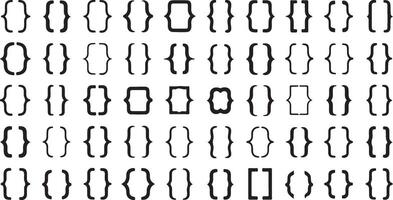 Diverse Set of Bracket Illustrations Featuring Multiple Styles for Technical and Design Applications vector