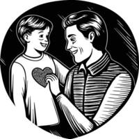 Celebrate Fatherhood with a Heartfelt Hand Drawn Design That Shows a Dad and Child Holding Hands Surrounded by Love and Connection vector