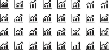 Minimalist Growing Graph Icons Collection Showcasing Illustrations for Data Visualization vector