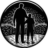 Emotional silhouette artwork of father and son together capturing the depth of their bond ideal for parenting themes family visuals and meaningful design vector