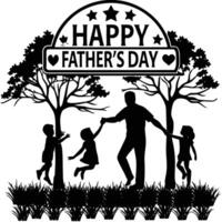 Honor the bond between father and children with this inspiring Father's Day image capturing a special silhouette moment full of love and emotional connection vector