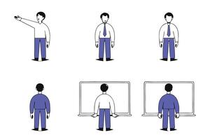 Show appreciation for educators with a charming illustration of a male teacher near a school board conveying dedication passion and knowledge in the classroom vector