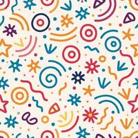 seamless pattern with colorful geometric shapes white background and stars vector