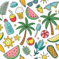 summer seamless pattern with colorful objects white background vector
