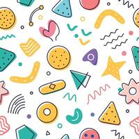 seamless pattern colorful shapes and shape white background s vector