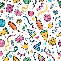 seamless pattern with colorful part items vector