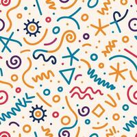 seamless pattern with on a white background colorful geometric shapes and symbols vector