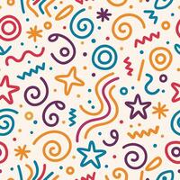 seamless pattern with colorful shapes stars white background vector