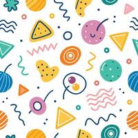 seamless pattern with colorful on a white background shapes and shapes vector