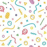 a colorful pattern with various shapes white background lines vector