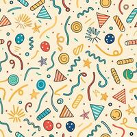 a seamless pattern with colorful confetti and streamers vector