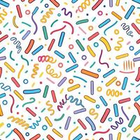 a colorful pattern white background with confetti streamers vector