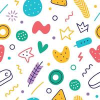 seamless pattern with colorful on a white background ,objects and shapes vector