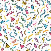 a colorful party pattern confetti and streamers vector