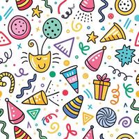 seamless pattern with colorful white background party items white background vector