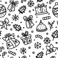 christmas seamless pattern with black and white elements vector