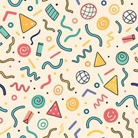 a colorful pattern with various shapes lines vector