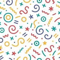 seamless pattern with white background colorful geometric shapes and lines vector