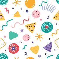 seamless pattern with colorful shapes and shape white background s vector