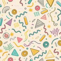 seamless pattern colorful geometric shapes and lines vector