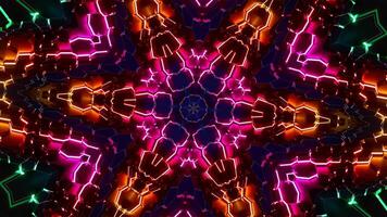 Neon Glow Waves in 3D Hexagon Kaleidoscope. Looped Animation video