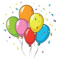 a group of balloons and confetti on white background vector