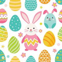 easter bunny and eggs seamless pattern vector