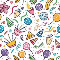 seamless pattern with colorful party items white background , vector