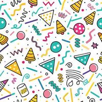 seamless pattern with party items white background vector