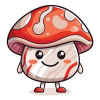 a cartoon mushroom character with a red hat and eyes vector