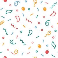 a colorful pattern with confetti and balloons , vector
