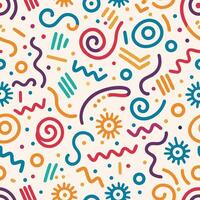 seamless pattern with colorful geometric shapes lines vector